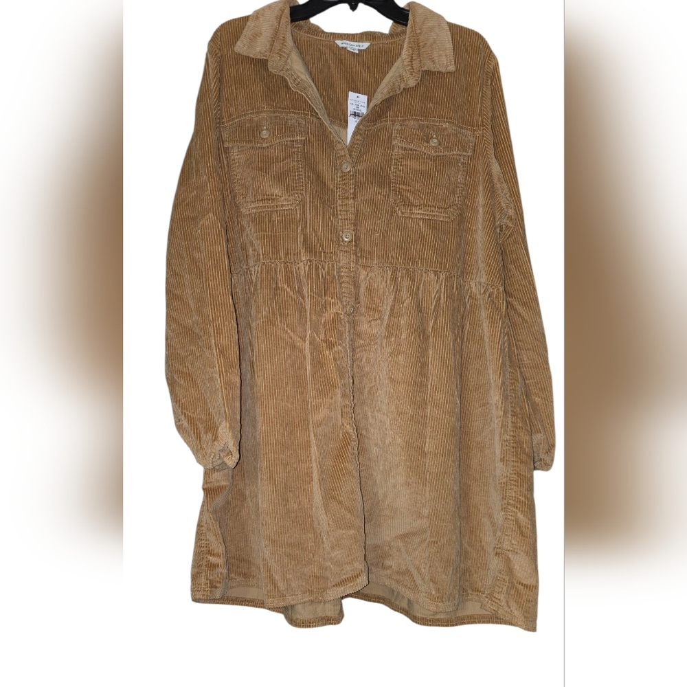 American Eagle Outfitters Tan Long Sleeve Dress